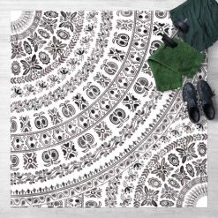 BILDERWELTEN Tapis En Vinyle - Large Boho Mandala In Brown Black - Carré 1:1 Dimension HxL: 100cm X 100cm