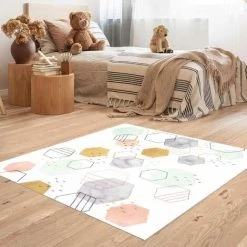 BILDERWELTEN Tapis En Vinyle - Hexagonal Scattering I - Carré 1:1 Dimension HxL: 60cm X 60cm -Tapis et paillasson Soldes 46834447 3