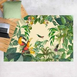 BILDERWELTEN Tapis En Vinyle - Vintage Collage - Toucan In The Jungle - Paysage 2:3 Dimension HxL: 40cm X 60cm