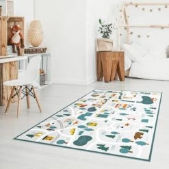 BILDERWELTEN Tapis En Vinyle - Playoom Mat Smalltown - From The City Into Nature - Paysage 3:4 Dimension HxL: 135cm X 180cm -Tapis et paillasson Soldes 46846288 3