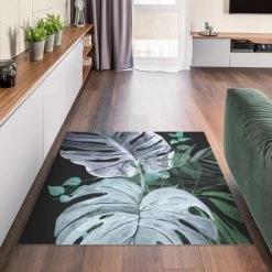BILDERWELTEN Tapis En Vinyle - Watercolour Tropical Arrangement Of Colours - Carré 1:1 Dimension HxL: 60cm X 60cm -Tapis et paillasson Soldes 46853153 3