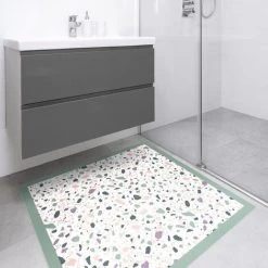 BILDERWELTEN Tapis En Vinyle - Detailed Terrazzo Pattern Agrigento With Frame - Carré 1:1 Dimension HxL: 60cm X 60cm -Tapis et paillasson Soldes 46853368 3
