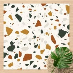 BILDERWELTEN Tapis En Vinyle - Detailed Terrazzo Pattern Leghorn - Carré 1:1 Dimension HxL: 60cm X 60cm