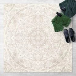 BILDERWELTEN Tapis En Vinyle - Mandala Watercolour Ornament Beige - Carré 1:1 Dimension HxL: 40cm X 40cm