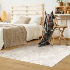 BILDERWELTEN Tapis En Vinyle - Mandala Watercolour Ornament Beige - Carré 1:1 Dimension HxL: 40cm X 40cm -Tapis et paillasson Soldes 46854007 3