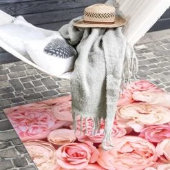 BILDERWELTEN Tapis En Vinyle - Roses Rosé Coral Shabby - Carré 1:1 Dimension HxL: 60cm X 60cm -Tapis et paillasson Soldes 46854417 3
