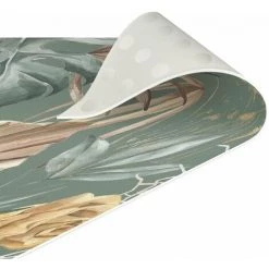 BILDERWELTEN Tapis En Vinyle - Large Leaves With Roses In Front Of Green - Carré 1:1 Dimension HxL: 80cm X 80cm -Tapis et paillasson Soldes 46854599 5