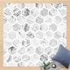 BILDERWELTEN Tapis En Vinyle - Marble Hexagons In Greyscales - Carré 1:1 Dimension HxL: 40cm X 40cm
