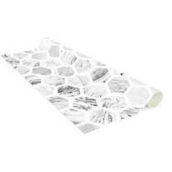 BILDERWELTEN Tapis En Vinyle - Marble Hexagons In Greyscales - Carré 1:1 Dimension HxL: 40cm X 40cm -Tapis et paillasson Soldes 46854710 4