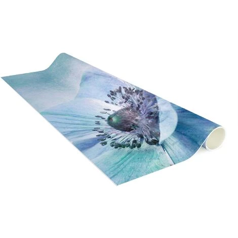 BILDERWELTEN Tapis En Vinyle - Flower In Turquoise - Carré 1:1 Dimension HxL: 80cm X 80cm 4 BILDERWELTEN Tapis En Vinyle - Flower In Turquoise - Carré 1:1 Dimension HxL: 80cm X 80cm – Image 4