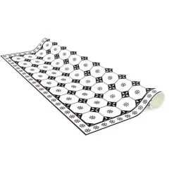 BILDERWELTEN Tapis En Vinyle - Geometrical Tiles Cottage Black And White With Border - Carré 1:1 Dimension HxL: 80cm X 80cm -Tapis et paillasson Soldes 46855431 4