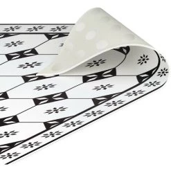 BILDERWELTEN Tapis En Vinyle - Geometrical Tiles Cottage Black And White With Border - Carré 1:1 Dimension HxL: 80cm X 80cm -Tapis et paillasson Soldes 46855431 5