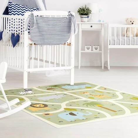 BILDERWELTEN Tapis En Vinyle - Playoom Mat Safari - So Many Different Animals - Carré 1:1 Dimension HxL: 40cm X 40cm 3 BILDERWELTEN Tapis En Vinyle - Playoom Mat Safari - So Many Different Animals - Carré 1:1 Dimension HxL: 40cm X 40cm – Image 3