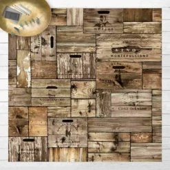 BILDERWELTEN Tapis En Vinyle - Vintage Woodeen Crates - Carré 1:1 Dimension HxL: 80cm X 80cm