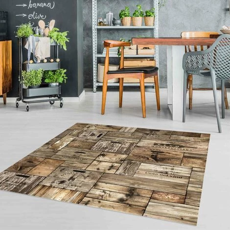 BILDERWELTEN Tapis En Vinyle - Vintage Woodeen Crates - Carré 1:1 Dimension HxL: 80cm X 80cm 2 BILDERWELTEN Tapis En Vinyle - Vintage Woodeen Crates - Carré 1:1 Dimension HxL: 80cm X 80cm – Image 2