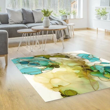 BILDERWELTEN Tapis En Vinyle - Flower Facets In Watercolour - Carré 1:1 Dimension HxL: 140cm X 140cm 2 BILDERWELTEN Tapis En Vinyle - Flower Facets In Watercolour - Carré 1:1 Dimension HxL: 140cm X 140cm – Image 2