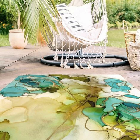 BILDERWELTEN Tapis En Vinyle - Flower Facets In Watercolour - Carré 1:1 Dimension HxL: 140cm X 140cm 3 BILDERWELTEN Tapis En Vinyle - Flower Facets In Watercolour - Carré 1:1 Dimension HxL: 140cm X 140cm – Image 3