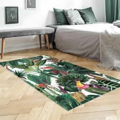 BILDERWELTEN Tapis En Vinyle - Colourful Tropical Rainforest Pattern - Portrait 2:1 Dimension HxL: 100cm X 50cm -Tapis et paillasson Soldes 46860198 3