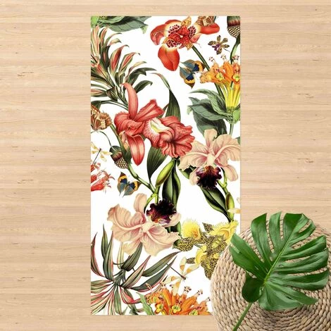BILDERWELTEN Tapis En Vinyle - Tropical Flowers - Portrait 2:1 Dimension HxL: 80cm X 40cm 1 BILDERWELTEN Tapis En Vinyle - Tropical Flowers - Portrait 2:1 Dimension HxL: 80cm X 40cm