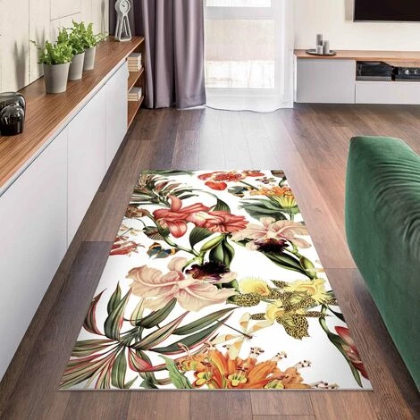 BILDERWELTEN Tapis En Vinyle - Tropical Flowers - Portrait 2:1 Dimension HxL: 80cm X 40cm 2 BILDERWELTEN Tapis En Vinyle - Tropical Flowers - Portrait 2:1 Dimension HxL: 80cm X 40cm – Image 2