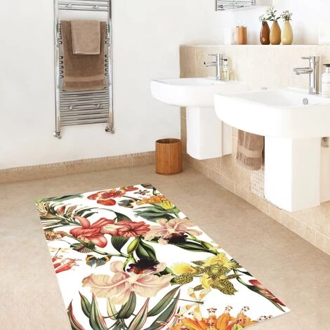 BILDERWELTEN Tapis En Vinyle - Tropical Flowers - Portrait 2:1 Dimension HxL: 80cm X 40cm 3 BILDERWELTEN Tapis En Vinyle - Tropical Flowers - Portrait 2:1 Dimension HxL: 80cm X 40cm – Image 3
