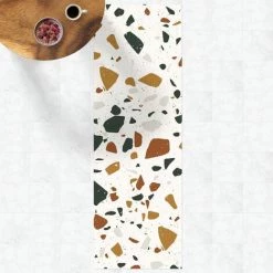 BILDERWELTEN Tapis En Vinyle - Detailed Terrazzo Pattern Leghorn - Panorama Large Dimension HxL: 90cm X 30cm