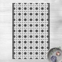 BILDERWELTEN Tapis En Vinyle - Geometrical Tile Mix Cross Black - Portrait 3:2 Dimension HxL: 90cm X 60cm
