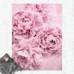 BILDERWELTEN Tapis En Vinyle - Pink Peonies - Portrait 4:3 Dimension HxL: 60cm X 45cm