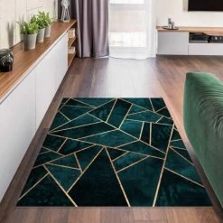 BILDERWELTEN Tapis En Vinyle - Elisabeth Fredriksson - Dark Turquoise With Gold - Portrait 4:3 Dimension HxL: 60cm X 45cm -Tapis et paillasson Soldes 46880951 3