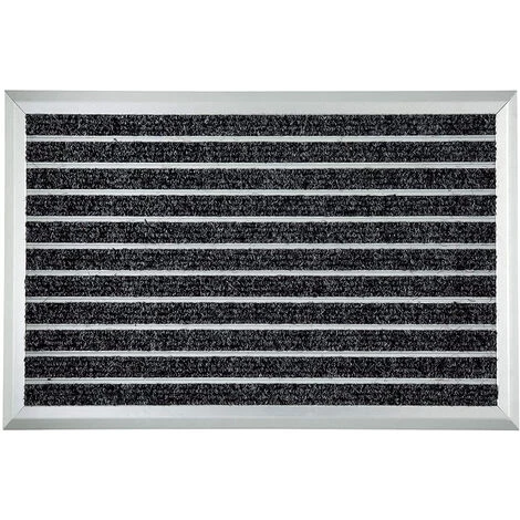 CASA PURA Tapis Optimal Tapis En Aluminium Avec Tapis De Moquette 39x60 Cm - Argent/Noir 1 CASA PURA Tapis Optimal Tapis En Aluminium Avec Tapis De Moquette 39x60 Cm - Argent/Noir
