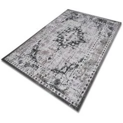 KARAT Tapis Tissé à Plat Vintage Gris 80 X 150 Cm - Rouge