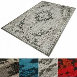 KARAT Tapis Tissé à Plat Vintage Gris 80 X 150 Cm - Rouge -Tapis et paillasson Soldes 46901686 3