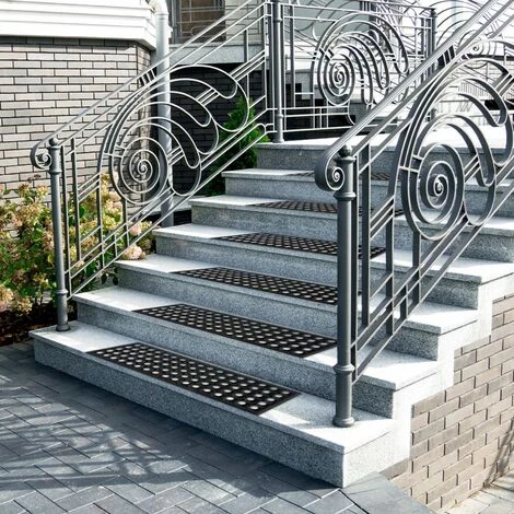 FLOORDIREKT Tapis D'escalier En Caoutchouc Octo Step 75x25 Cm - Noir 4 FLOORDIREKT Tapis D'escalier En Caoutchouc Octo Step 75x25 Cm - Noir – Image 4