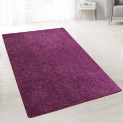 KARAT Tapis Shaggy Sur Mesure Barcelona Baie 114 80 X 50 Cm - Berry