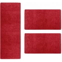 KARAT Descente De Lit Sphinx Rouge 1 Patin 67 X240 Cm + 2 Ponts 67 X 140 Cm Chacun - Rouge