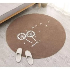 Paillasson Paillasson Rond Tapis D'entrée Tapis De Propreté Tapis Anti-salissures Paillasson Anti-dérapant Tapis De Porte Nombreux Motifs Sélectionnables, 80cm Pissenlit Marron,HANBING