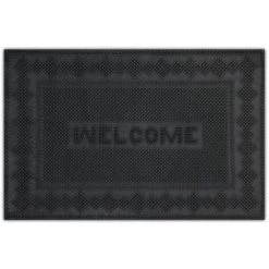 Relaxdays Paillasson Caoutchouc, 40x60 Cm, Antidérapant, Résistant Aux Intempéries, Intérieur Et Extérieur, Picots, Noir