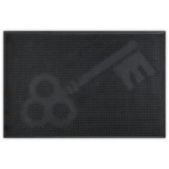 Relaxdays Paillasson Caoutchouc, 40 X 60 Cm, Antidérapant, Résistant, Caillebotis Extérieur, Tapis Entrée, Clés, Noir