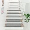 Lot De 15 Marchettes D'escalier Rectangulaires Antidérpantes 65 X 24 Cm Avec Bord Gris Clair [en.casa]