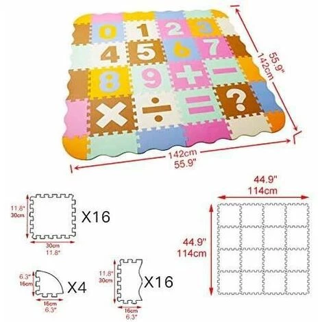 UNHO Tapis De Puzzles En Mousse Pour BéBé 142x142cm Tapis D’Éveil Épais Jeux Enfant Dalles De Sol Souple Avec Clôture Alphabet/Chiffres 2 UNHO Tapis De Puzzles En Mousse Pour BéBé 142x142cm Tapis D’Éveil Épais Jeux Enfant Dalles De Sol Souple Avec Clôture Alphabet/Chiffres – Image 2