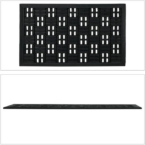Relaxdays Paillasson Caoutchouc, 45x75 Cm, Antidérapant, Résistant Aux Intempéries, Intérieur Extérieur, Picots, Noir 2 Relaxdays Paillasson Caoutchouc, 45x75 Cm, Antidérapant, Résistant Aux Intempéries, Intérieur Extérieur, Picots, Noir – Image 2