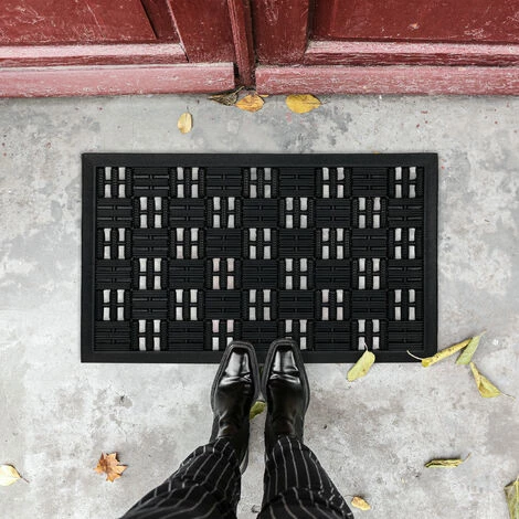 Relaxdays Paillasson Caoutchouc, 45x75 Cm, Antidérapant, Résistant Aux Intempéries, Intérieur Extérieur, Picots, Noir 3 Relaxdays Paillasson Caoutchouc, 45x75 Cm, Antidérapant, Résistant Aux Intempéries, Intérieur Extérieur, Picots, Noir – Image 3