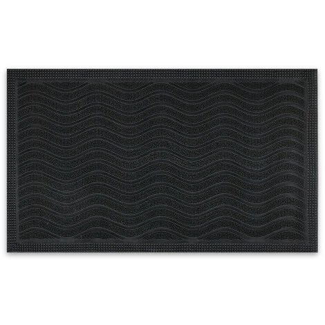 Relaxdays Paillasson Caoutchouc, 45 X 75 Cm, Antidérapant, Résistant, Caillebotis Extérieur, Tapis Entrée, Vagues, Noir 1 Relaxdays Paillasson Caoutchouc, 45 X 75 Cm, Antidérapant, Résistant, Caillebotis Extérieur, Tapis Entrée, Vagues, Noir