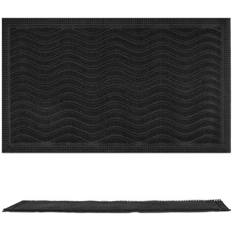 Relaxdays Paillasson Caoutchouc, 45 X 75 Cm, Antidérapant, Résistant, Caillebotis Extérieur, Tapis Entrée, Vagues, Noir 2 Relaxdays Paillasson Caoutchouc, 45 X 75 Cm, Antidérapant, Résistant, Caillebotis Extérieur, Tapis Entrée, Vagues, Noir – Image 2