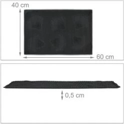 Relaxdays Paillasson Caoutchouc, 40x60 Cm, Antidérapant, Résistant Aux Intempéries, Coquillage, Picots, Noir -Tapis et paillasson Soldes 47478524 5