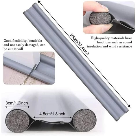 TANABATA Bas De Porte Double Isolant. Boudin De Porte Stop Froid. Bouchon De Tirage. Bas De Porte Double Isolant. Anti-airflow Et Bruit. Block Insectes. Gris Bilatéral 2 TANABATA Bas De Porte Double Isolant. Boudin De Porte Stop Froid. Bouchon De Tirage. Bas De Porte Double Isolant. Anti-airflow Et Bruit. Block Insectes. Gris Bilatéral – Image 2