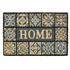 LOLAHOME Tapis Mosaïque Antidérapant Noir Et Gris En Fibre De Coco 60x40 Cm