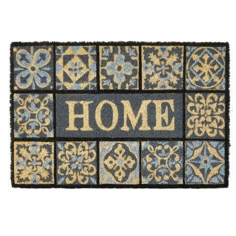 LOLAHOME Tapis Mosaïque Antidérapant Noir Et Gris En Fibre De Coco 60x40 Cm 2 LOLAHOME Tapis Mosaïque Antidérapant Noir Et Gris En Fibre De Coco 60x40 Cm – Image 2