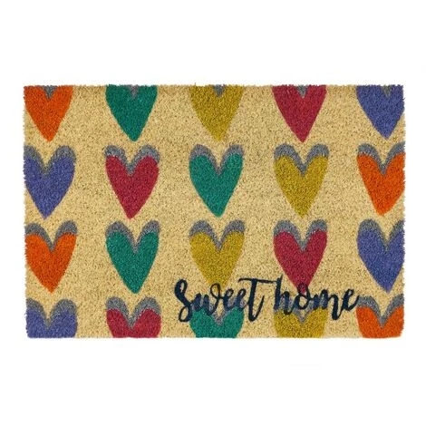 LOLAHOME Paillasson Coeurs Antidérapants Multicolores En Fibre De Coco 60x40 Cm 1 LOLAHOME Paillasson Coeurs Antidérapants Multicolores En Fibre De Coco 60x40 Cm