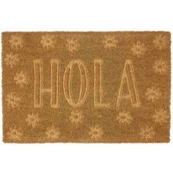 LOLAHOME Tapis De Fleurs En Fibre De Coco Marron Antidérapant 60x40 Cm.